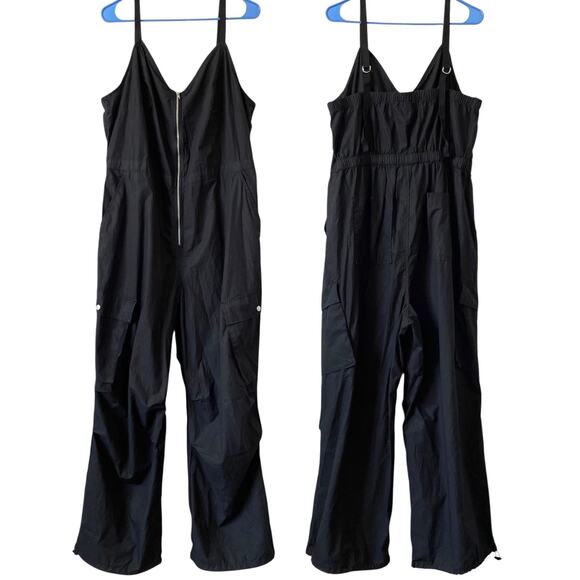 NEW UNIVERSAL THREAD Black Utility Jumpsuit Size XL Drawstring Ankle Hem Boho - Picture 1 of 8